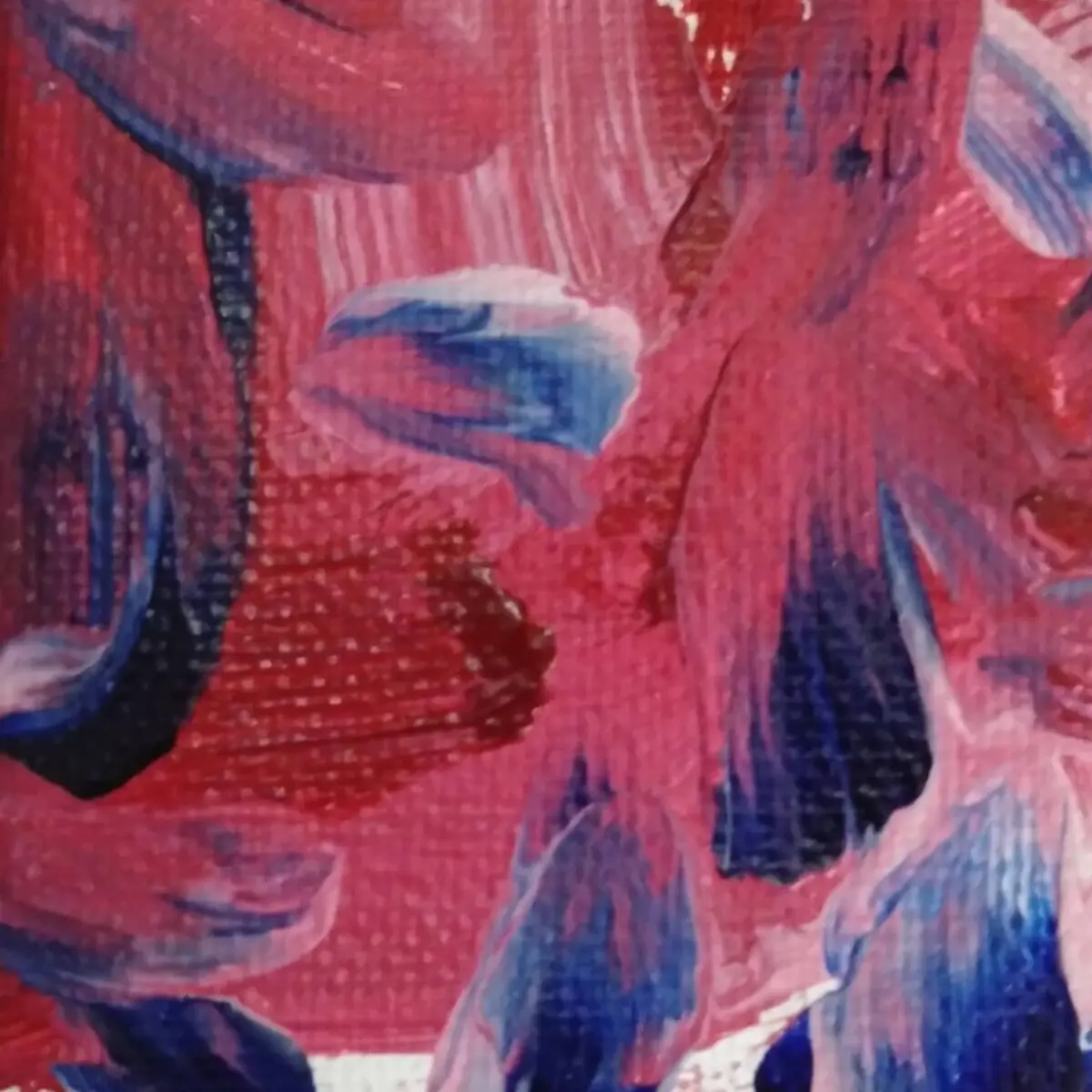Burgundy, pink, indigo, and white abstract painting by Keisha Nurridin.